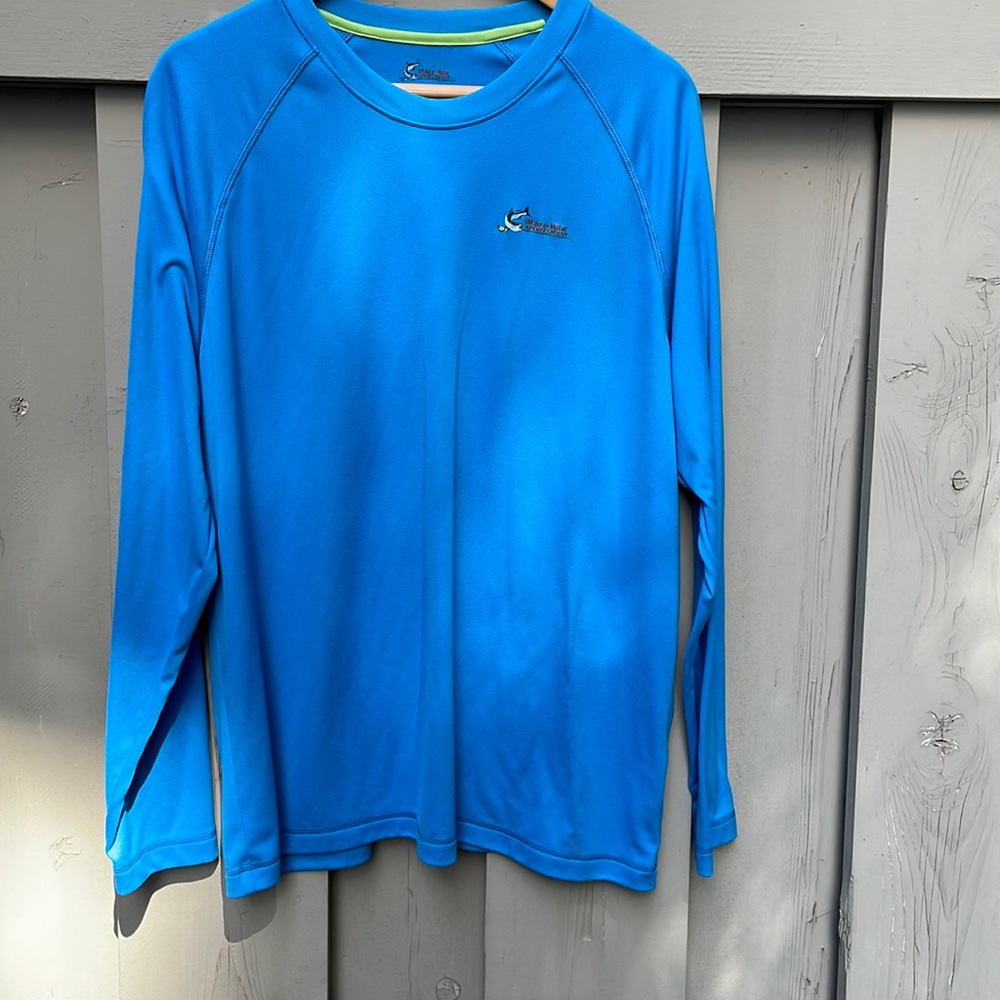 World Wide Sportsman Long Sleeve Blue Fishing Shirt Size Large